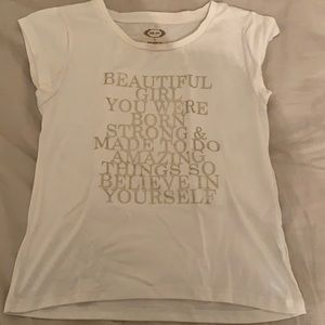 girls white top with gold